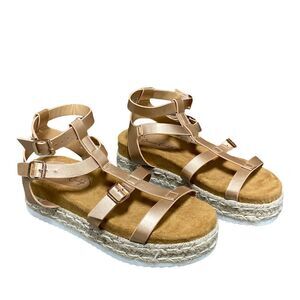 Jessica Carlyle Rose Gold Espadrille Platform Sandal Size 8 NWOT